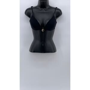 PAIN DE SUCRE Women's Black V-Neck Spaghetti Strap Padded Bikini Top SZ 34B